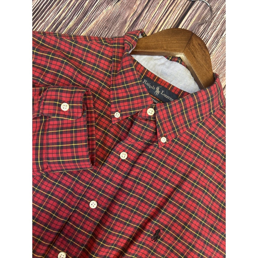 Polo Ralph‎ Lauren Custom Fit Red Long Sleeve Button Down Mens 2XL Shirt